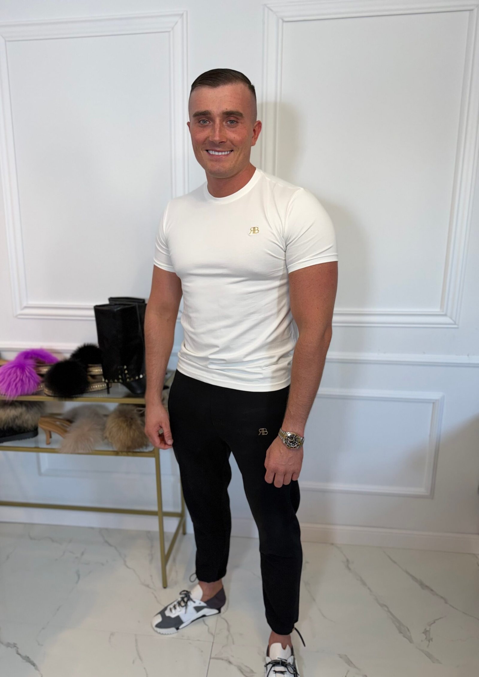 Biały T-shirt męski Basic Ricco&Bella