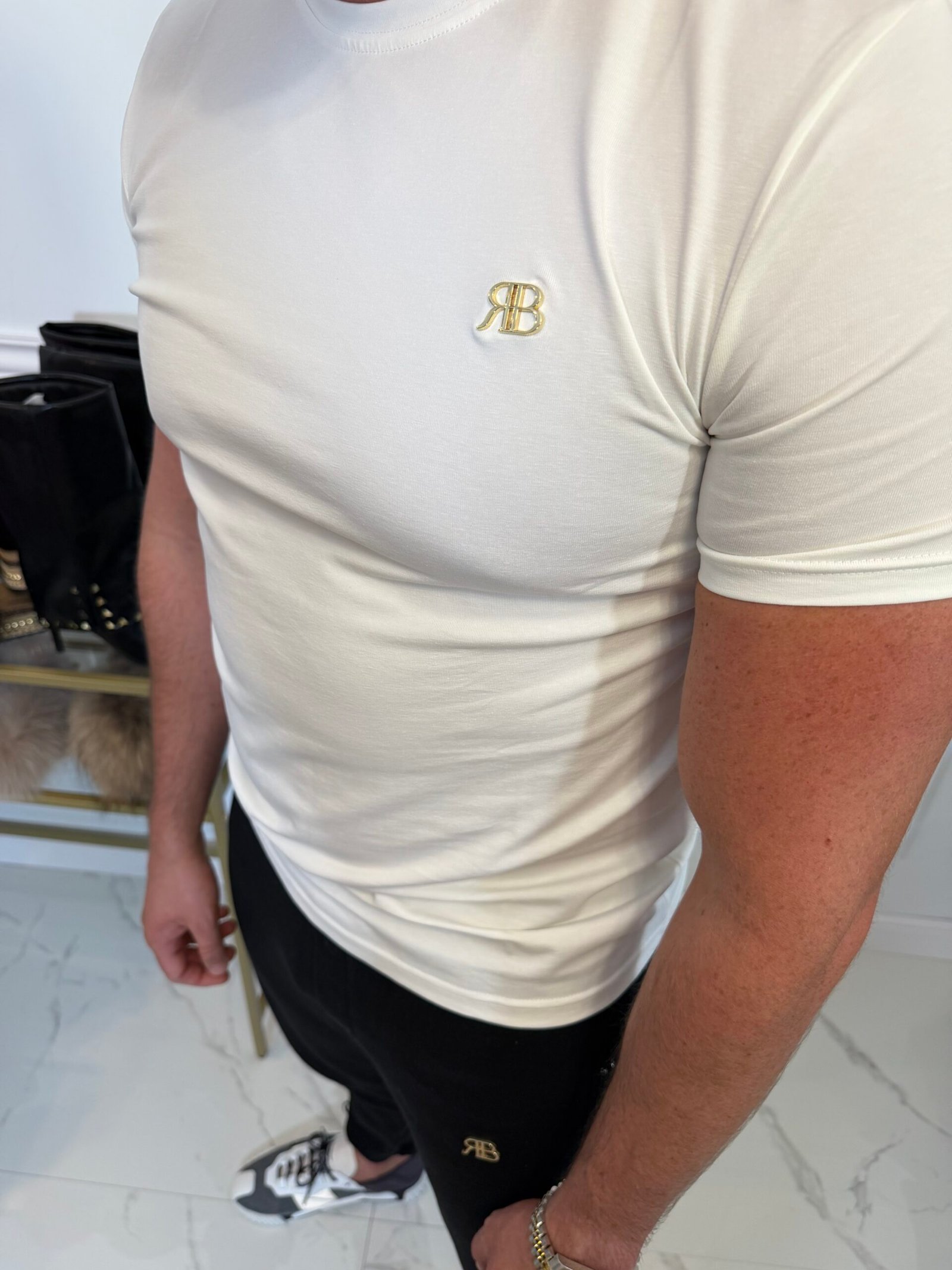 Biały T-shirt męski Basic Ricco&Bella - obrazek 2